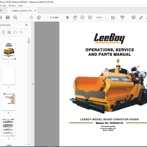 LEEBOY 8510D CONVEYOR PAVER Operations Service & Parts Manual SN 135218 PDF DOWNLOAD