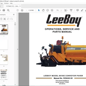 LEEBOY 8510E CONVEYOR PAVER Operations , Service & Parts Manual SN 171056 PDF DOWNLOAD