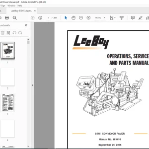 LEEBOY 8515 CONVEYOR PAVER Operations, Service & Parts Manual 983433 PDF DOWNLOAD