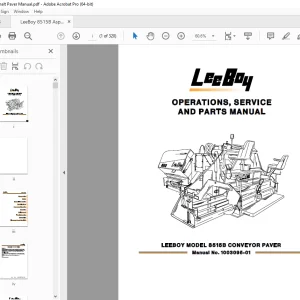 LEEBOY 8515B Conveyor Paver Operations, Service & Parts Manual 1003095-01 PDF DOWNLOAD