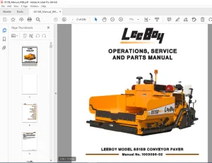 LEEBOY 8515B Conveyor Paver Operations Service & Parts Manual 1003095-02 PDF DOWNLOAD