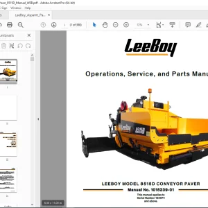 LEEBOY 8515D CONVEYOR PAVER Operations, Service & Parts Manual SN 33074 PDF DOWNLOAD