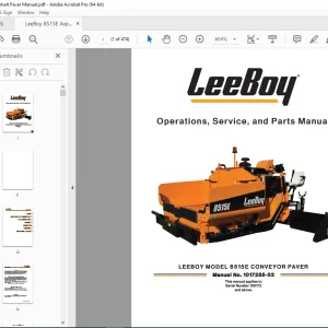 LEEBOY 8515E CONVEYOR PAVER Operations, Service & Parts Manual SN 195172 PDF DOWNLOAD