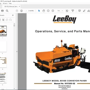 LEEBOY 8515E CONVEYOR PAVER Operations Service & Parts Manual SN 195172 PDF DOWNLOAD