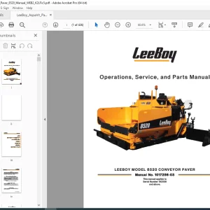LEEBOY 8520 CONVEYOR PAVER  Operations, Service & Parts Manual SN 192558 PDF DOWNLOAD