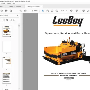 LEEBOY 8520 CONVEYOR PAVER Operations, Service & Parts Manual SN 192558 PDF DOWNLOAD