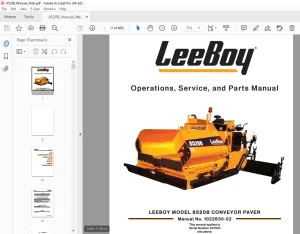 LEEBOY 8520B CONVEYOR PAVER Operations Service & Parts Manual SN 247524 PDF DOWNLOAD