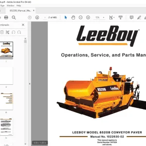 LEEBOY 8520B CONVEYOR PAVER Operations Service & Parts Manual SN 247524 PDF DOWNLOAD