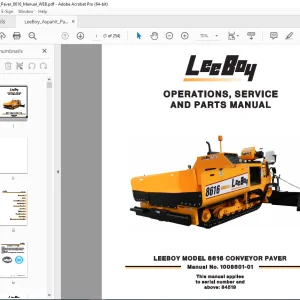 LEEBOY 8616 Conveyor Paver Operations, Service & Parts Manual SN 84519 PDF DOWNLOAD