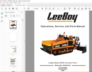 LEEBOY 8616C Conveyor Paver Operations Service & Parts Manual SN 191962 PDF DOWNLOAD