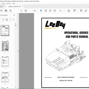 LEEBOY 8816 CONVEYOR PAVER Operations, Service & Parts Manual 981620 PDF DOWNLOAD