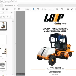 LEEBOY CB95 BROOM Operations, Service & Parts Manual SN 152440 PDF DOWNLOAD