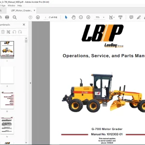 LEEBOY G-700 Motor Grader Operations, Service & Parts Manual SN 101825 PDF DOWNLOAD