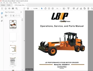 LEEBOY LB PERFORMANCE G700B MOTOR GRADER Operations, Service & Parts Manual SN 191235 PDF DOWNLOAD
