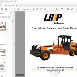 LEEBOY LB PERFORMANCE G700B MOTOR GRADER Operations, Service & Parts Manual SN 191235 PDF DOWNLOAD