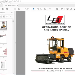 LEEBOY LB Performance Model FB-90 Broom Operations, Service & Parts Manual 1006042-01 PDF DOWNLOAD