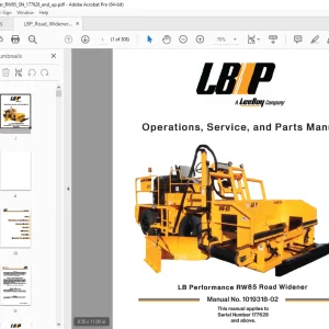 LEEBOY LB Performance RW85 Road Widener Operations, Service & Parts Manual SN 177628 PDF DOWNLOAD
