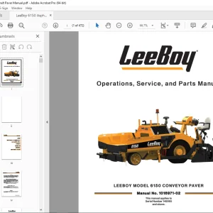 LEEBOY MODEL 6150 CONVEYOR PAVER  Operations,  Service & Parts Manual SN 146995 PDF DOWNLOAD