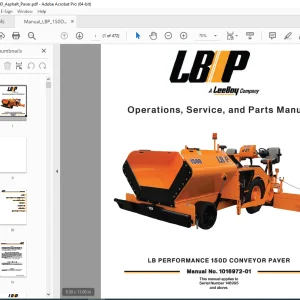 LEEBOY PERFORMANCE 150D CONVEYOR PAVER Operations, Service & Parts Manual SN 146995 PDF DOWNLOAD