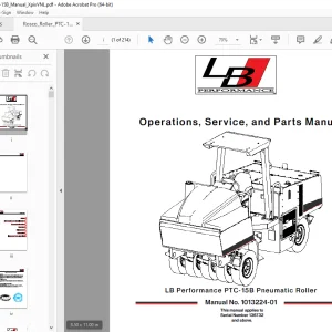 LEEBOY Performance PTC-15B Pneumatic Roller Operations,  Service & Parts Manual SN 136732 PDF DOWNLOAD