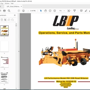 LEEBOY RW-35B Road Widener Operations, Service & Parts Manual SN 1012048-02 PDF DOWNLOAD
