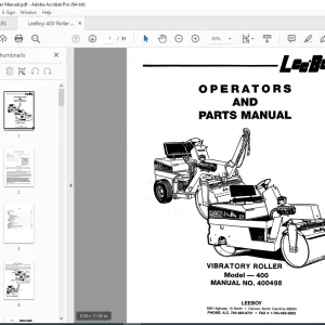 LEEBOY VIBRATORY ROLLER 400 Operators & Parts Manual 400498 PDF DOWNLOAD
