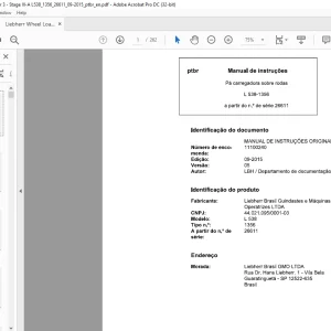Liebherr Chargeuses sur pneus L 538-1356 carregadora sabre rodas Manual de instrucoes SN26611 -  PDF DOWNLOAD (French)