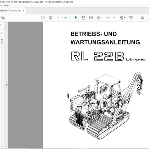 Liebherr Tractors RL 22B Litronic BETRIEBS-UND WARTUNGSANLEITUNG - PDF DOWNLOAD (German)