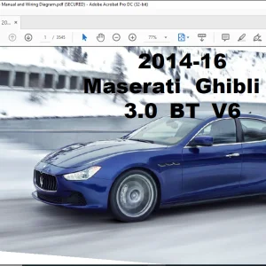 Maserati Ghibli'S 2014-2016 3.0 BT V6 Workshop Manual & Wiring Diagram Manual - PDF DOWNLOAD
