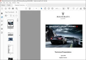 Maserati Granturismo S Academy 2008 Training Manual - PDF DOWNLOAD