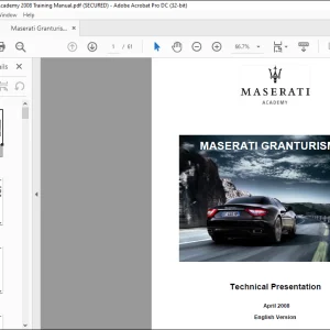 Maserati Granturismo S Academy 2008 Training Manual - PDF DOWNLOAD