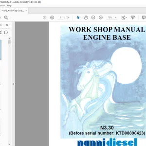 Nanni Diesel Engine Base N3.30 Workshop Manual SN KTD08090423 -  PDF DOWNLOAD