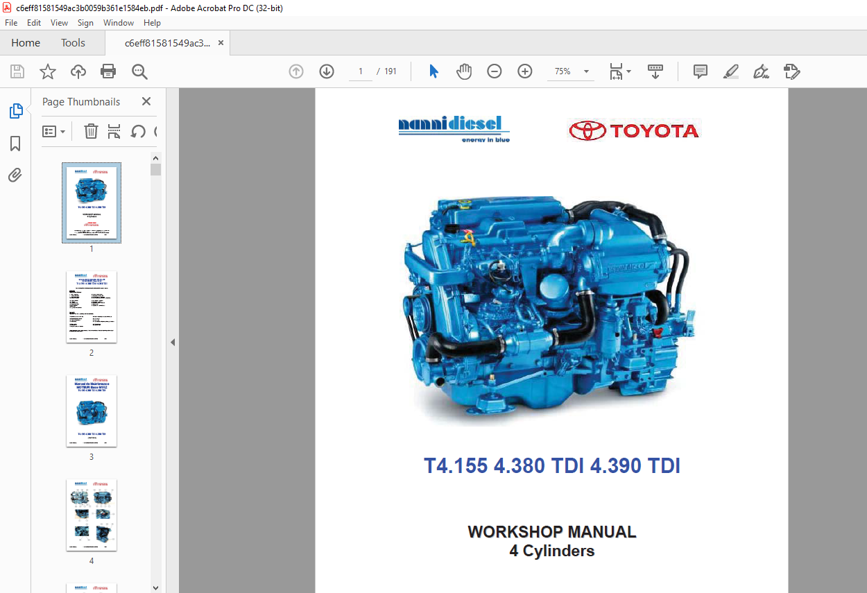 Nanni Diesel Engine Base T4.155 4.380 TDI 4.390 TDI 4 Cylinders ...