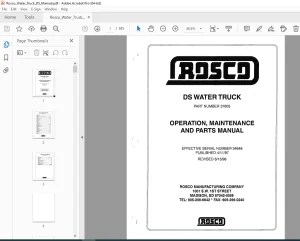 RASCO 37605 DS WATER TRUCK OPERATION, MAINTENANCE PARTS MANUAL SN 34648 PDF DOWNLOAD