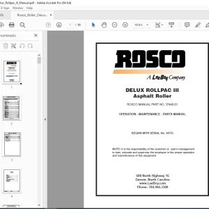 LEEBOY  DELUX ROLLPAC III Asphalt Roller OPERATION MAINTENANCE PARTS MANUAL SN 34753 PDF DOWNLOAD