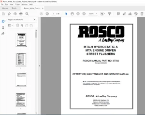 RASCO MTA-H HYDROSTATIC & MTA ENGINE DRIVENSTREET FLUSHERS DS OPERATION, MAINTENANCE SERVICE MANUAL 37782 PDF DOWNLOAD