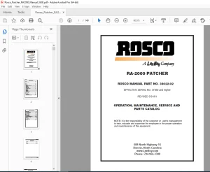RASCO  RA-2000 PATCHER OPERATION, MAINTENANCE, SERVICE & PARTS CATALOG SN 37360 PDF DOWNLOAD