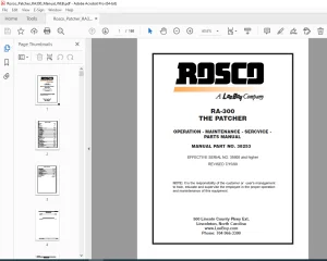 RASCO RA-300 THE PATCHER OPERATION MAINTENANCE SERCVICE PARTS MANUAL 38253 PDF DOWNLOAD