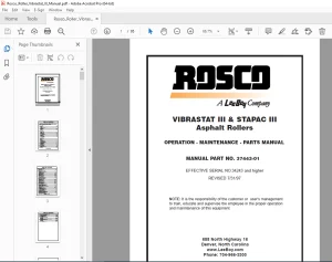 RASCO VIBRASTAT III & STAPAC III Asphalt Rollers OPERATION MAINTENANCE PARTS MANUAL SN 34243 PDF DOWNLOAD