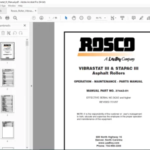 RASCO VIBRASTAT III & STAPAC III Asphalt Rollers OPERATION MAINTENANCE PARTS MANUAL SN 34243 PDF DOWNLOAD