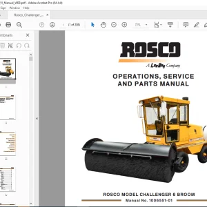 ROSCO CHALLENGER 6 Broom Operations, Service & Parts Manual 1006551-01 PDF DOWNLOAD