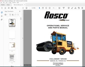 ROSCO CHALLENGER 7 BROOM Operations ,Service & Parts Manual SN 130991 PDF DOWNLOAD