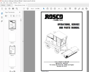 ROSCO CHALLENGER III BROOM Operations, Service & Parts Manual SN 46936 PDF DOWNLOAD