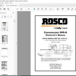 ROSCO CHIPSPREADER SPR-H OPERATOR’S MANUAL SN 36039 PDF DOWNLOAD