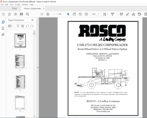 ROSCO CSH-173 CSH-202 CHIPSPREADER Operations, Service & Parts Manual 1003104 PDF DOWNLOAD