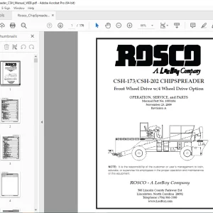 ROSCO CSH-173 CSH-202 CHIPSPREADER Operations, Service & Parts Manual 1003104 PDF DOWNLOAD