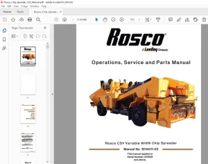 ROSCO CSV Variable Width Chip Spreader Operations, Service & Parts Manual SN 120558 PDF DOWNLOAD