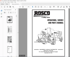 ROSCO MAXIMIZER II ASPHALT DISTRIBUTOR Operation, Service & Parts Manual SN 40446 PDF DOWNLOAD