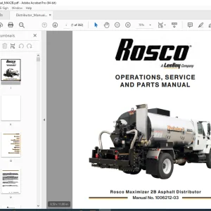 ROSCO Maximizer 2B Asphalt Distributor Operations ,Service & Parts Manual 1006212-03 PDF DOWNLOAD