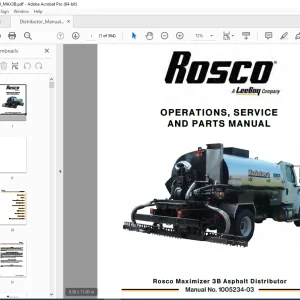 ROSCO Maximizer 3B Asphalt Distributor Operations,  Service & Parts Manual 1005234-03 PDF DOWNLOAD